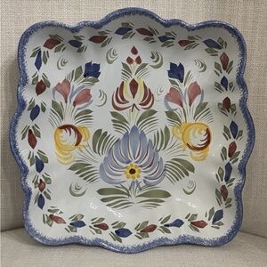 Vintage Henriot Quimper Fleuri Royal Hand-Painted Scalloped Serving Dish France